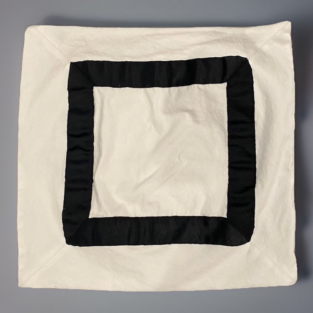 ❤️ POTTERY BARN PB TEEN White Black Suite Ribbon Pillow Cover 15" X 15"